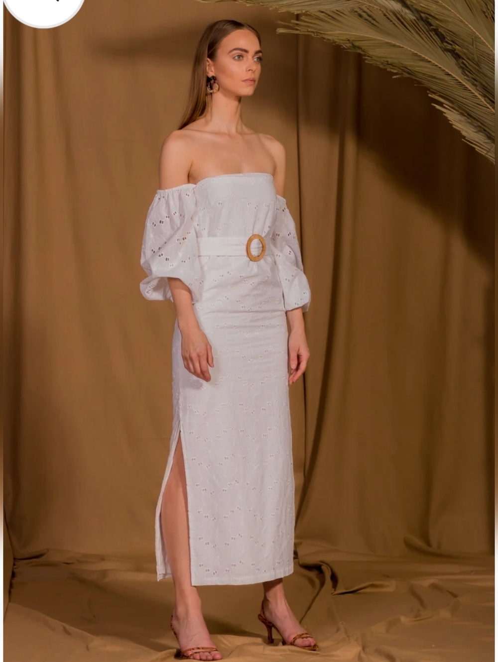 SAÏNT MOJAVÏ Jaipur Off the Shoulder Eyelet Dress From Cartagena Collection NWT